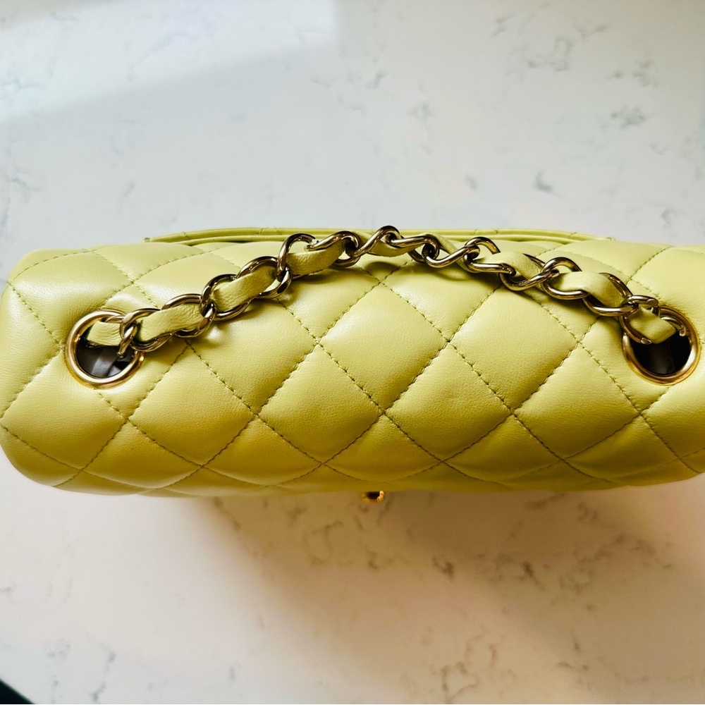 Chanel Mini Rectangular Flap Bag Light Green Lamb… - image 2